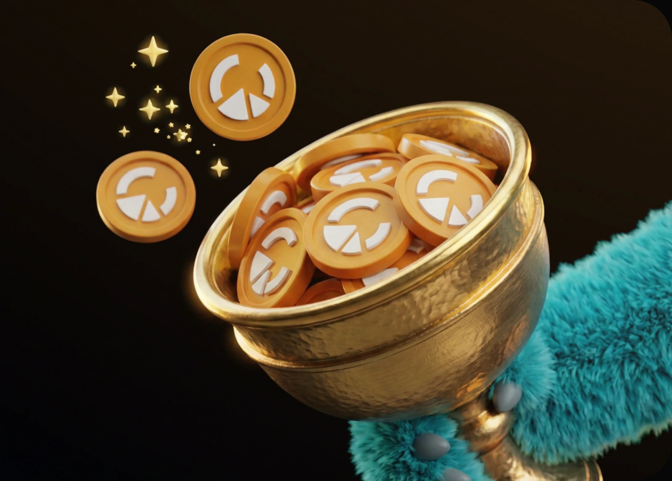 捧著獎勵代幣的 Canborsa 吉祥物